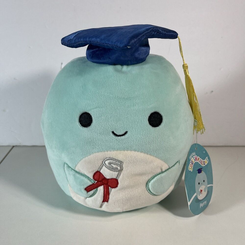 10" Squishmallows 2025 Graduation Perry the blue Dolphin NWT